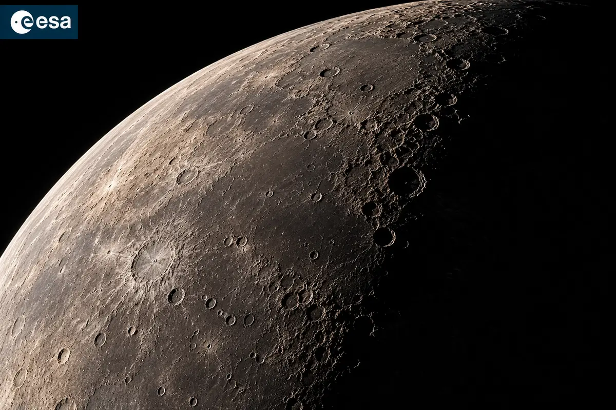 Mercury’s cratered surface near the terminator