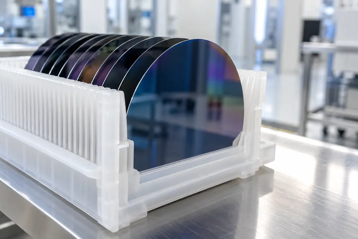 Silicon wafers in cassette Silicon wafers in cassette