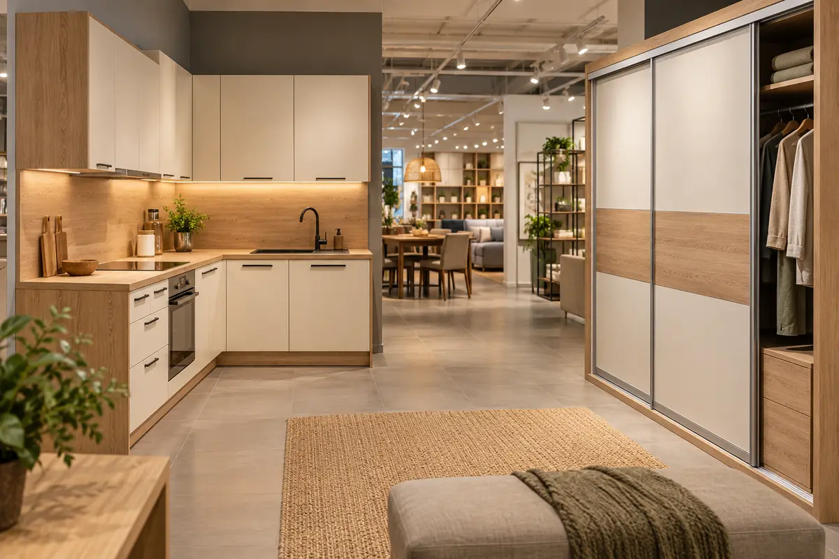 Modular kitchen and wardrobe showroom displays