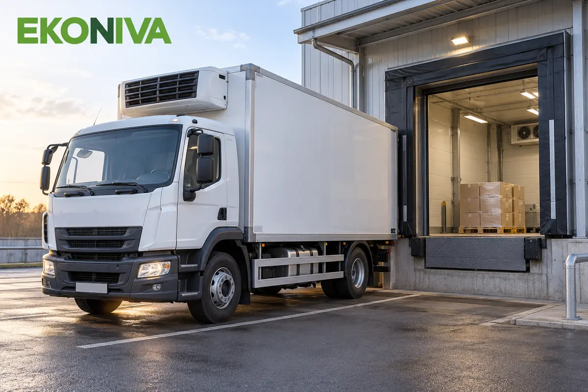 Refrigerated vehicle at a dairy dispatch bay