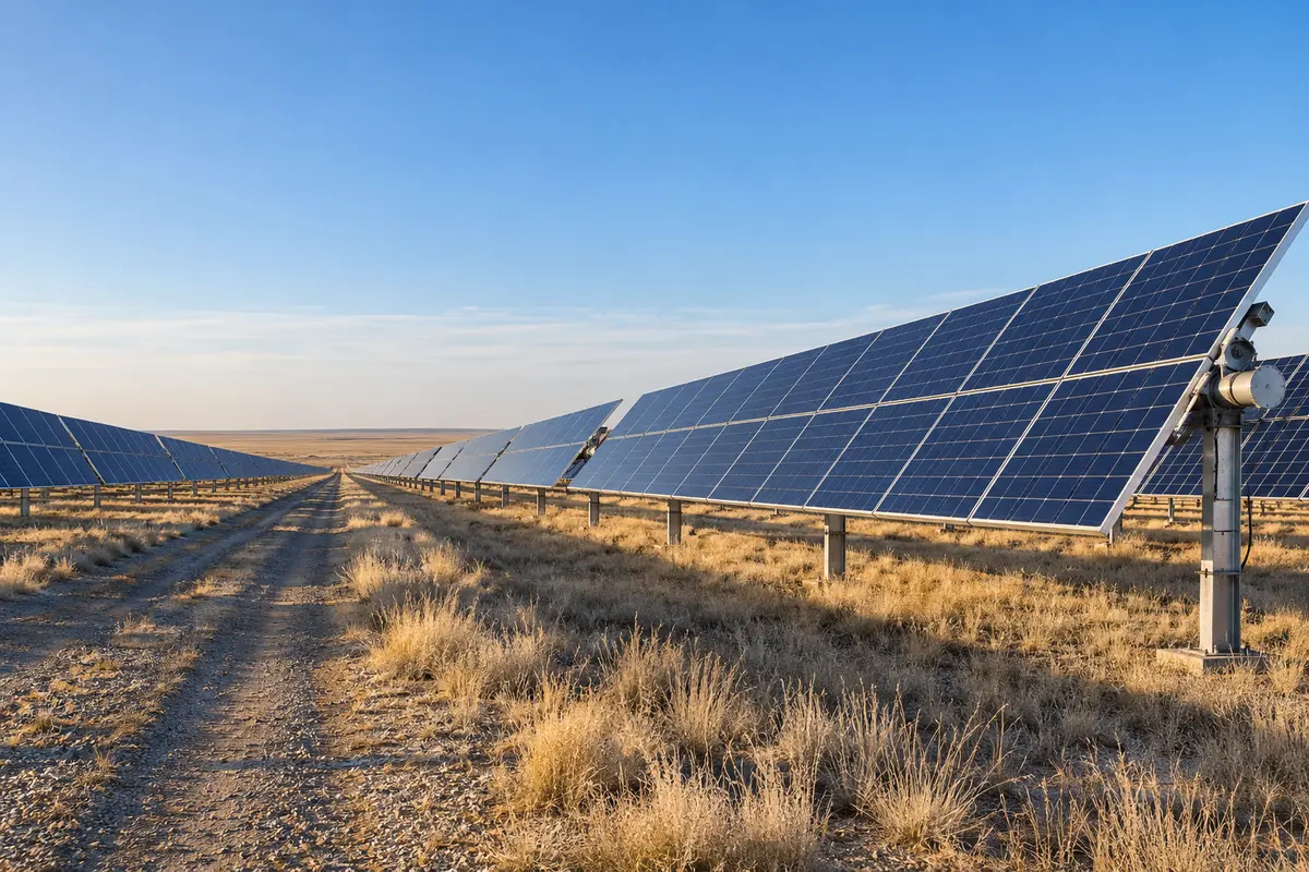 Solar arrays in steppe