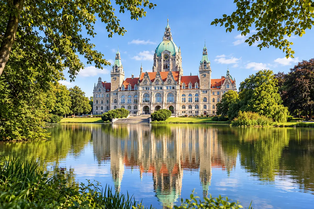 Hannover New Town Hall across water