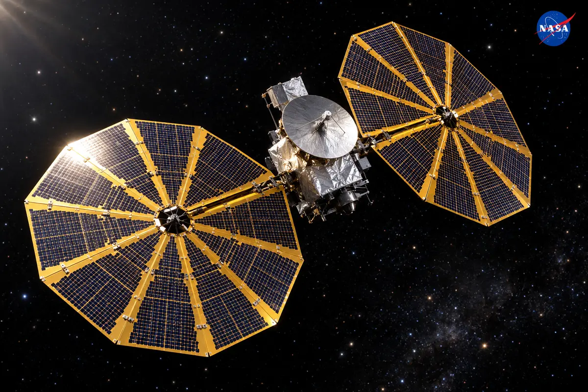 Lucy’s solar-powered flight Lucy’s spacecraft and paired solar arrays