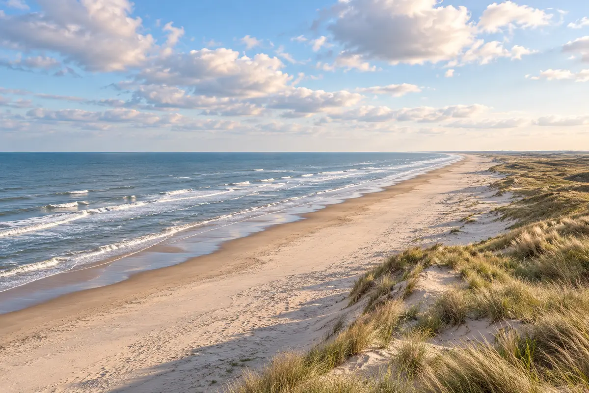 Sandy coast and dunes near Noordwijk