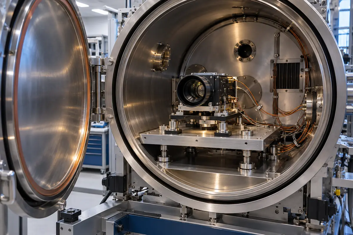 Optical hardware undergoing temperature tests