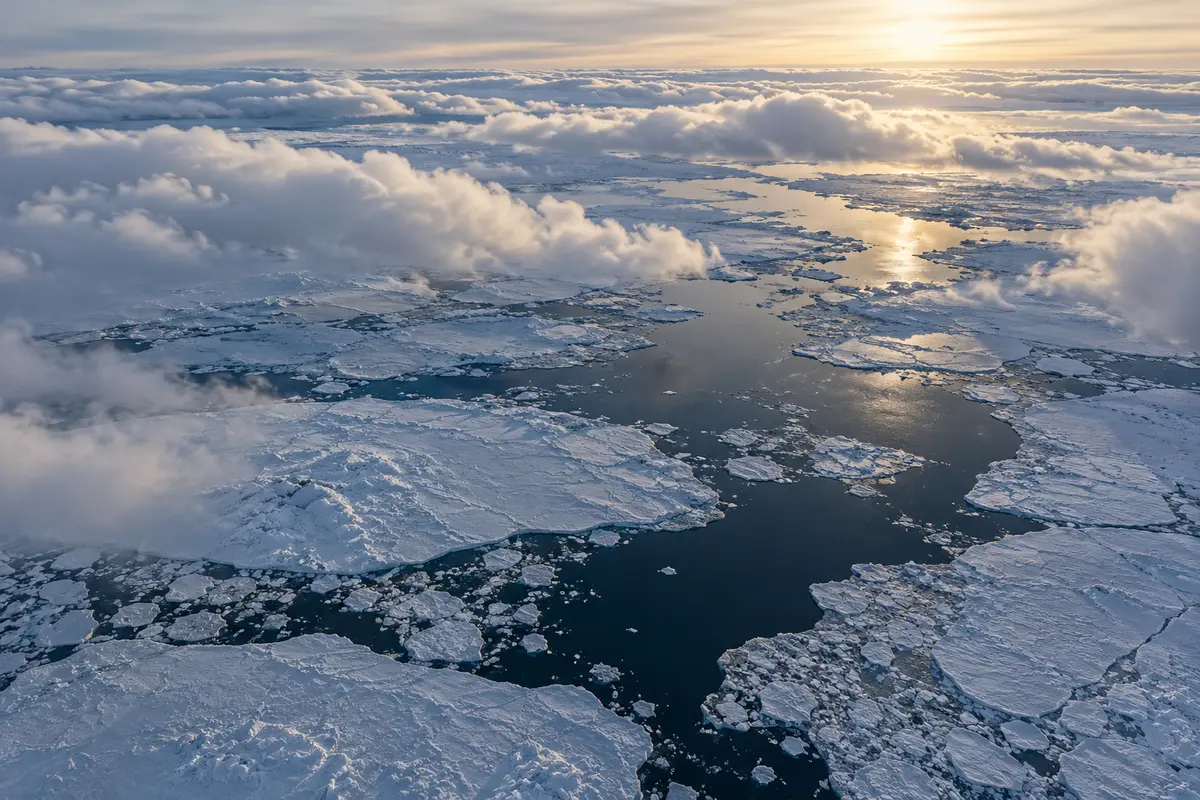 Low clouds above Arctic sea ice