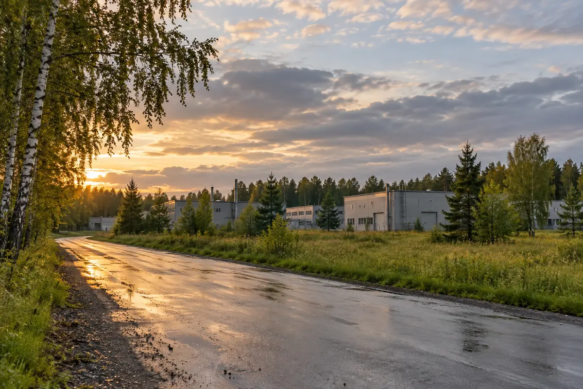 Промышленная площадка в сибирском ландшафте